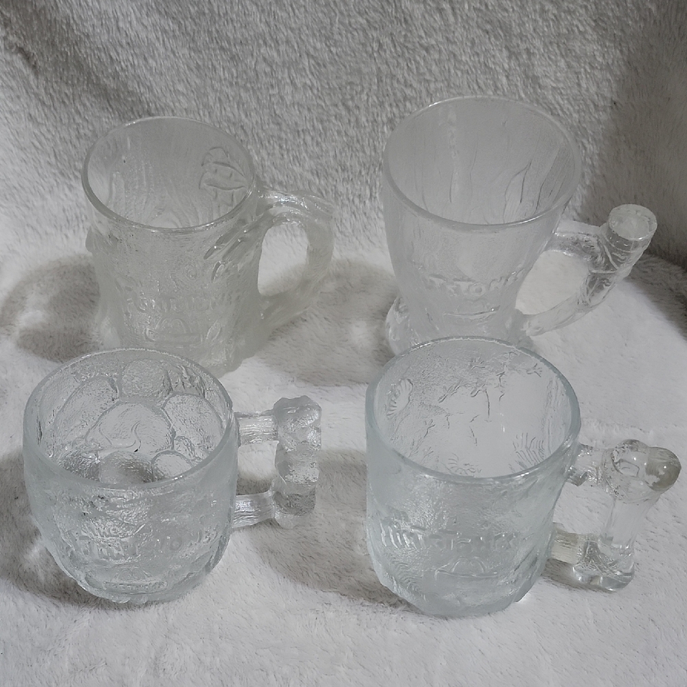 Vintage 1993 McDonald's Flintstones glass mugs Complete Set